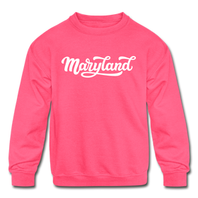 Maryland Youth Sweatshirt - Hand Lettered Youth Maryland Crewneck Sweatshirt