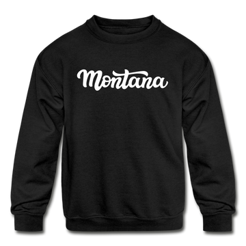 Montana Youth Sweatshirt - Hand Lettered Youth Montana Crewneck Sweatshirt - black
