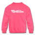 Montana Youth Sweatshirt - Hand Lettered Youth Montana Crewneck Sweatshirt - neon pink
