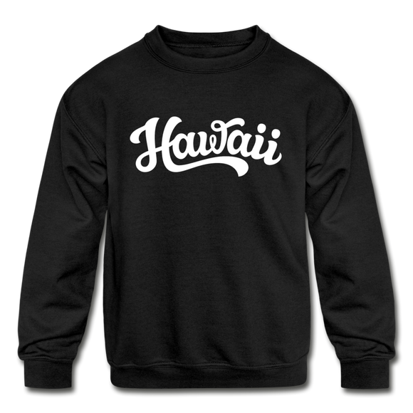 Hawaii Youth Sweatshirt - Hand Lettered Youth Hawaii Crewneck Sweatshirt - black