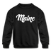 Maine Youth Sweatshirt - Hand Lettered Youth Maine Crewneck Sweatshirt - black