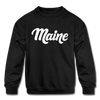 Maine Youth Sweatshirt - Hand Lettered Youth Maine Crewneck Sweatshirt - black