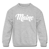 Maine Youth Sweatshirt - Hand Lettered Youth Maine Crewneck Sweatshirt - heather gray