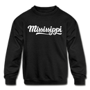 Mississippi Youth Sweatshirt - Hand Lettered Youth Mississippi Crewneck Sweatshirt - black
