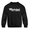 Mississippi Youth Sweatshirt - Hand Lettered Youth Mississippi Crewneck Sweatshirt - black
