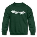 Mississippi Youth Sweatshirt - Hand Lettered Youth Mississippi Crewneck Sweatshirt - forest green