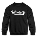 Missouri Youth Sweatshirt - Hand Lettered Youth Missouri Crewneck Sweatshirt - black