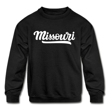 Missouri Youth Sweatshirt - Hand Lettered Youth Missouri Crewneck Sweatshirt - black