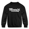 Missouri Youth Sweatshirt - Hand Lettered Youth Missouri Crewneck Sweatshirt - black