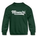 Missouri Youth Sweatshirt - Hand Lettered Youth Missouri Crewneck Sweatshirt - forest green