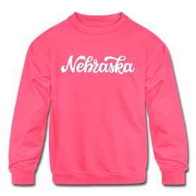 Nebraska Youth Sweatshirt - Hand Lettered Youth Nebraska Crewneck Sweatshirt