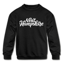 New Hampshire Youth Sweatshirt - Hand Lettered Youth New Hampshire Crewneck Sweatshirt - black