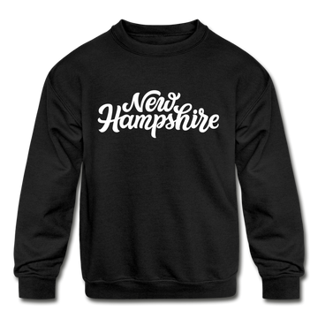 New Hampshire Youth Sweatshirt - Hand Lettered Youth New Hampshire Crewneck Sweatshirt - black
