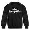 New Hampshire Youth Sweatshirt - Hand Lettered Youth New Hampshire Crewneck Sweatshirt - black