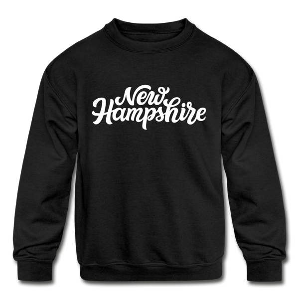 New Hampshire Youth Sweatshirt - Hand Lettered Youth New Hampshire Crewneck Sweatshirt - black