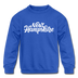New Hampshire Youth Sweatshirt - Hand Lettered Youth New Hampshire Crewneck Sweatshirt - royal blue