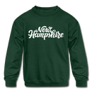 New Hampshire Youth Sweatshirt - Hand Lettered Youth New Hampshire Crewneck Sweatshirt - forest green