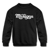 Michigan Youth Sweatshirt - Hand Lettered Youth Michigan Crewneck Sweatshirt - black