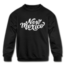 New Mexico Youth Sweatshirt - Hand Lettered Youth New Mexico Crewneck Sweatshirt - black