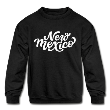 New Mexico Youth Sweatshirt - Hand Lettered Youth New Mexico Crewneck Sweatshirt - black