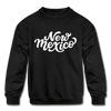 New Mexico Youth Sweatshirt - Hand Lettered Youth New Mexico Crewneck Sweatshirt - black