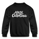 North Carolina Youth Sweatshirt - Hand Lettered Youth North Carolina Crewneck Sweatshirt - black