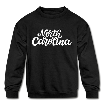 North Carolina Youth Sweatshirt - Hand Lettered Youth North Carolina Crewneck Sweatshirt - black