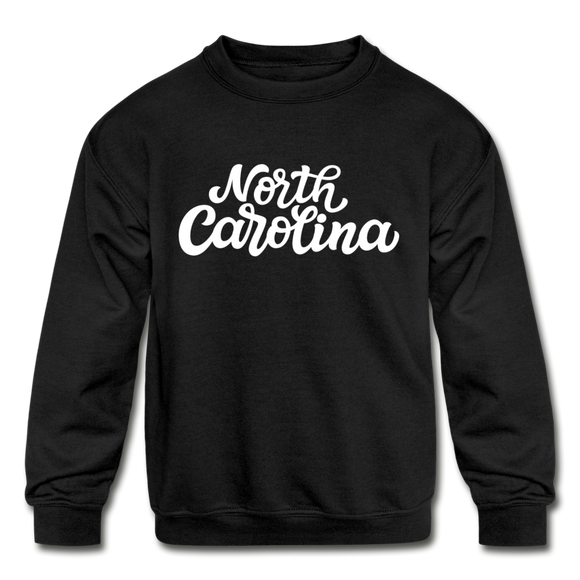 North Carolina Youth Sweatshirt - Hand Lettered Youth North Carolina Crewneck Sweatshirt - black