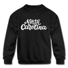 North Carolina Youth Sweatshirt - Hand Lettered Youth North Carolina Crewneck Sweatshirt - black