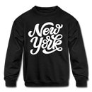 New York Youth Sweatshirt - Hand Lettered Youth New York Crewneck Sweatshirt - black