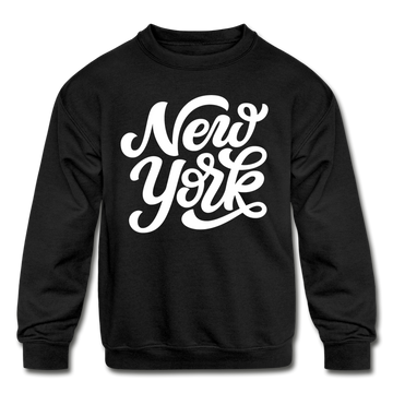 New York Youth Sweatshirt - Hand Lettered Youth New York Crewneck Sweatshirt - black