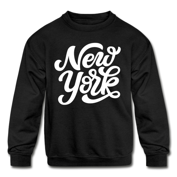 New York Youth Sweatshirt - Hand Lettered Youth New York Crewneck Sweatshirt - black