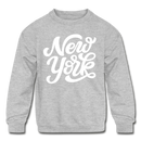 New York Youth Sweatshirt - Hand Lettered Youth New York Crewneck Sweatshirt - heather gray