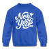 New York Youth Sweatshirt - Hand Lettered Youth New York Crewneck Sweatshirt - royal blue