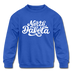 North Dakota Youth Sweatshirt - Hand Lettered Youth North Dakota Crewneck Sweatshirt - royal blue