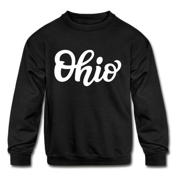 Ohio Youth Sweatshirt - Hand Lettered Youth Ohio Crewneck Sweatshirt - black