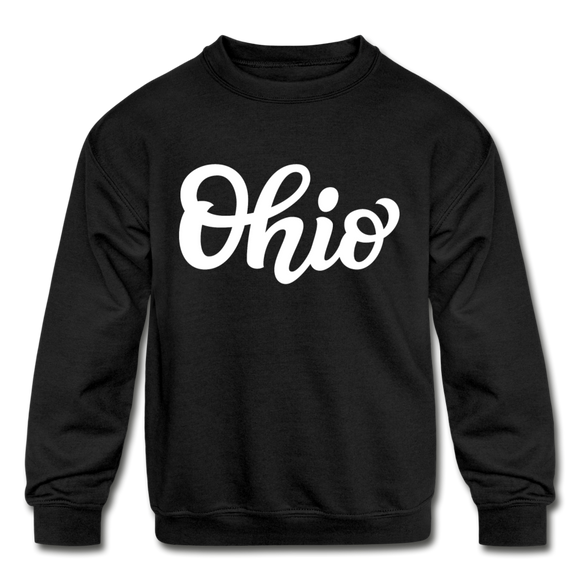 Ohio Youth Sweatshirt - Hand Lettered Youth Ohio Crewneck Sweatshirt - black