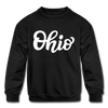 Ohio Youth Sweatshirt - Hand Lettered Youth Ohio Crewneck Sweatshirt - black