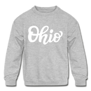 Ohio Youth Sweatshirt - Hand Lettered Youth Ohio Crewneck Sweatshirt - heather gray