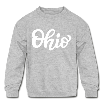 Ohio Youth Sweatshirt - Hand Lettered Youth Ohio Crewneck Sweatshirt - heather gray