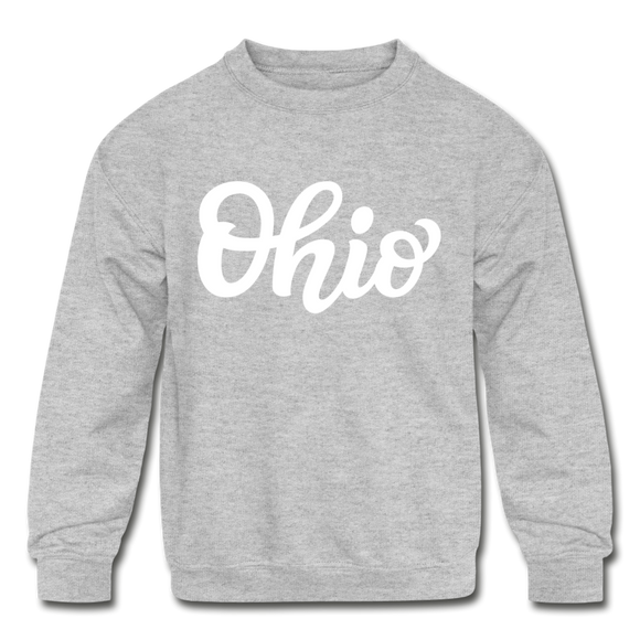 Ohio Youth Sweatshirt - Hand Lettered Youth Ohio Crewneck Sweatshirt - heather gray