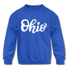 Ohio Youth Sweatshirt - Hand Lettered Youth Ohio Crewneck Sweatshirt - royal blue