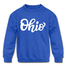 Ohio Youth Sweatshirt - Hand Lettered Youth Ohio Crewneck Sweatshirt - royal blue
