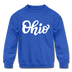 Ohio Youth Sweatshirt - Hand Lettered Youth Ohio Crewneck Sweatshirt - royal blue
