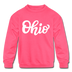 Ohio Youth Sweatshirt - Hand Lettered Youth Ohio Crewneck Sweatshirt - neon pink