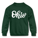 Ohio Youth Sweatshirt - Hand Lettered Youth Ohio Crewneck Sweatshirt - forest green