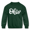 Ohio Youth Sweatshirt - Hand Lettered Youth Ohio Crewneck Sweatshirt - forest green