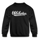 Oklahoma Youth Sweatshirt - Hand Lettered Youth Oklahoma Crewneck Sweatshirt - black