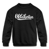 Oklahoma Youth Sweatshirt - Hand Lettered Youth Oklahoma Crewneck Sweatshirt - black