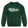 Oklahoma Youth Sweatshirt - Hand Lettered Youth Oklahoma Crewneck Sweatshirt - forest green